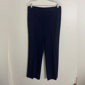 Ann Klein Navy Stretch Flat Front pants Zip and Button Front Closure Size 10